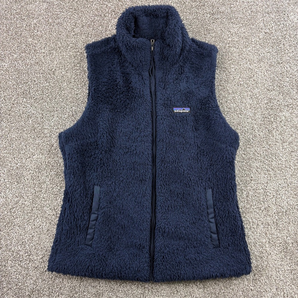 Patagonia Los Gatos Fleece Vest Women's L Navy Blue Full Zip Sherpa 25216